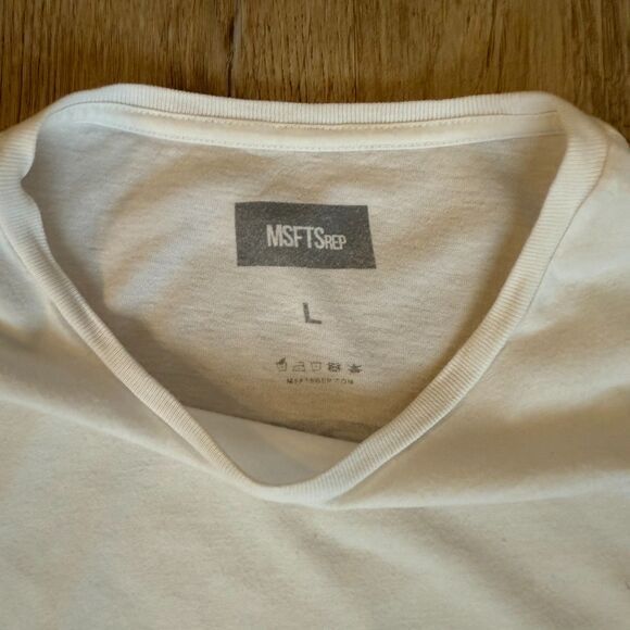 MSFTSrep Logo T-Shirt Abstract Back Graphic White Large Minimalist Tee - Picture 4 of 6